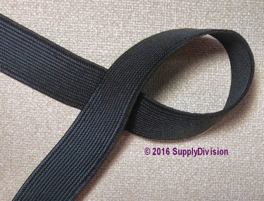 20mm Black Woven elastic 500m lapped.